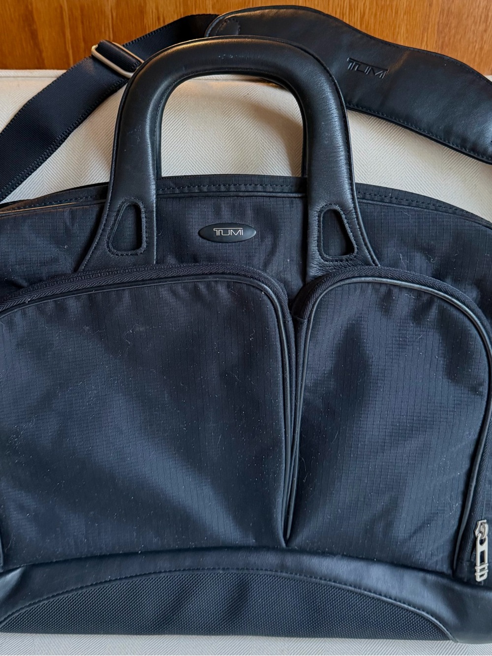 TUMI Black Briefcase - Laptop Bag-Nylon /Leather